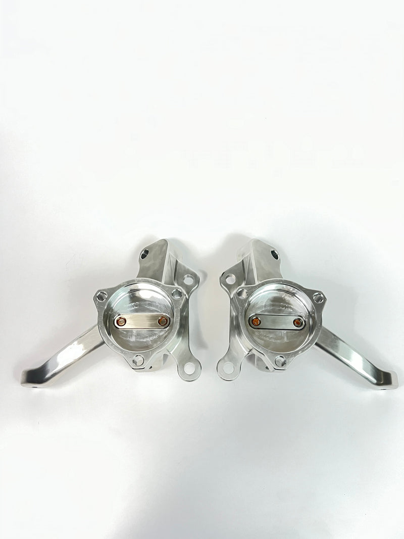 Third Gen F-Body Billet Spindles with steering arms. (Accepts 2019 ZL1 sealed bearing hubs and ZL1-1LE Brakes) PRE-ORDER ONLY!