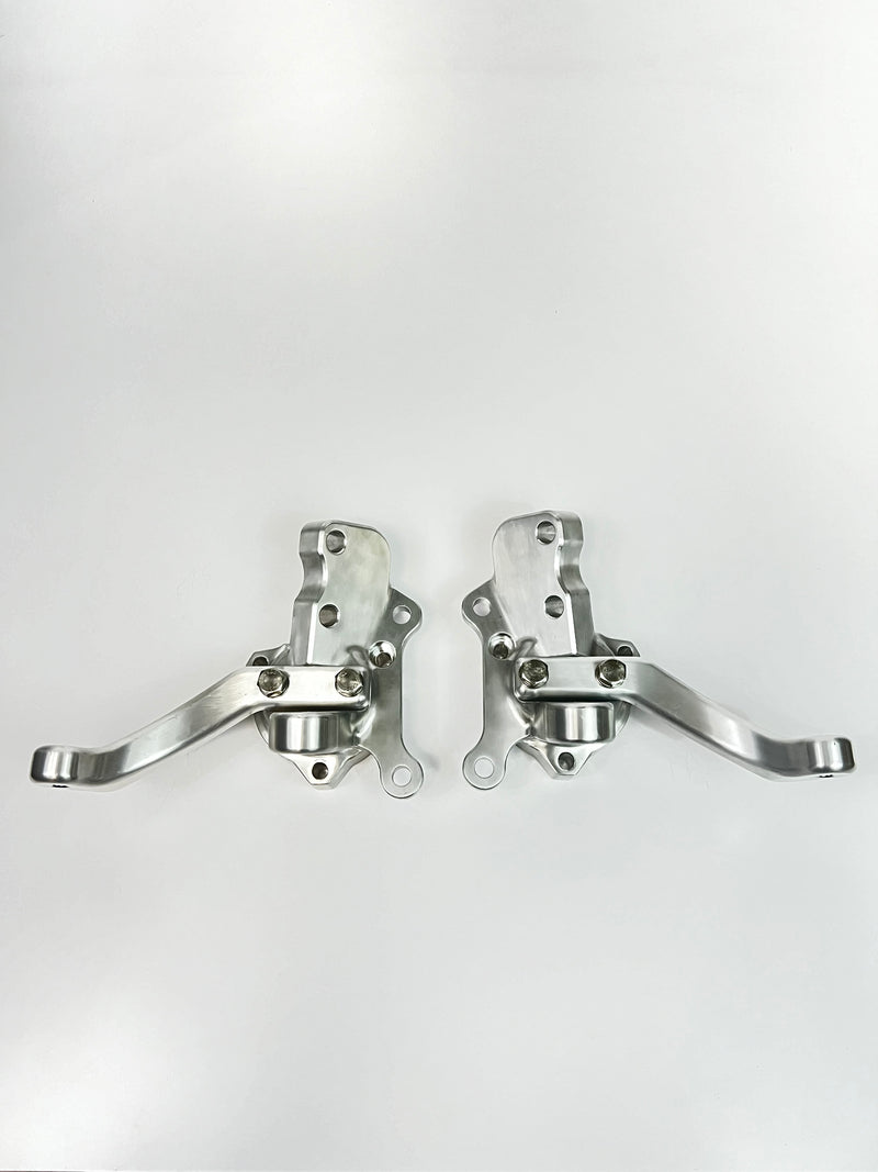 Third Gen F-Body Billet Spindles with steering arms. (Accepts 2019 ZL1 sealed bearing hubs and ZL1-1LE Brakes) PRE-ORDER ONLY!