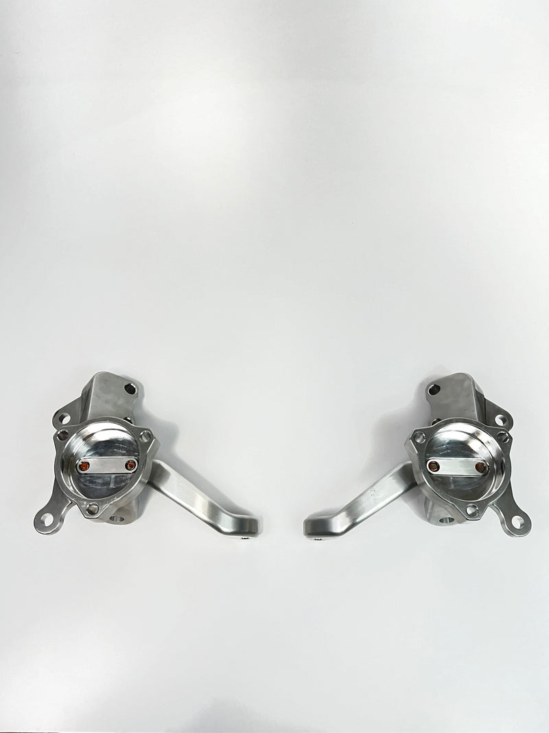 Third Gen F-Body Billet Spindles with steering arms. (Accepts 2019 ZL1 sealed bearing hubs and ZL1-1LE Brakes) PRE-ORDER ONLY!